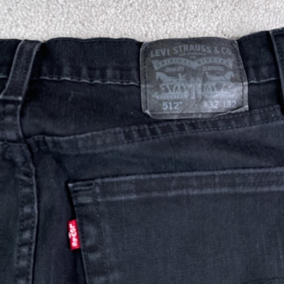 Levis Jeans Mens 32x32 Black 512 Slim Taper Mid Rise Stretch Denim - Picture 11 of 15